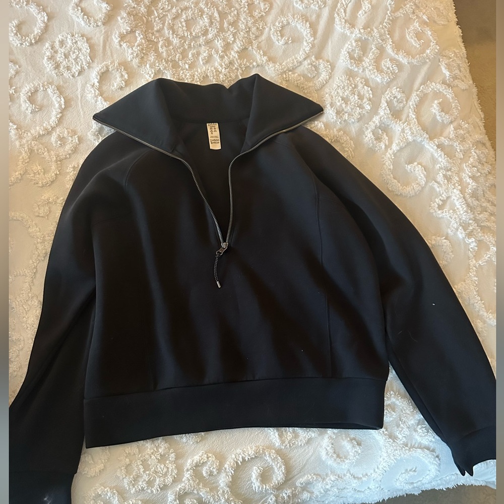Spanx Black Air Essentials Quarter Zip
